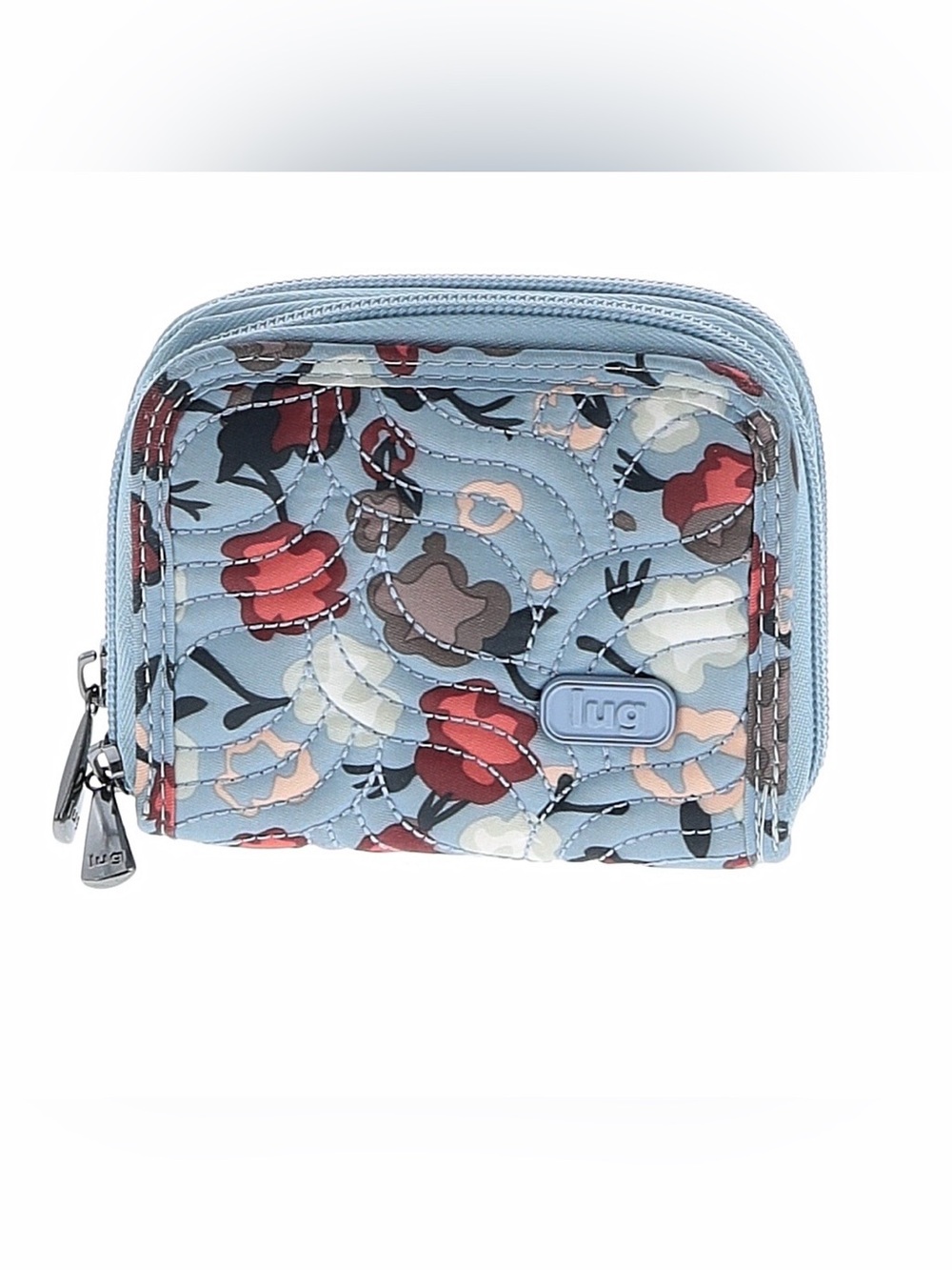 lug Splits Wallet Blue Floral Quilted EUC